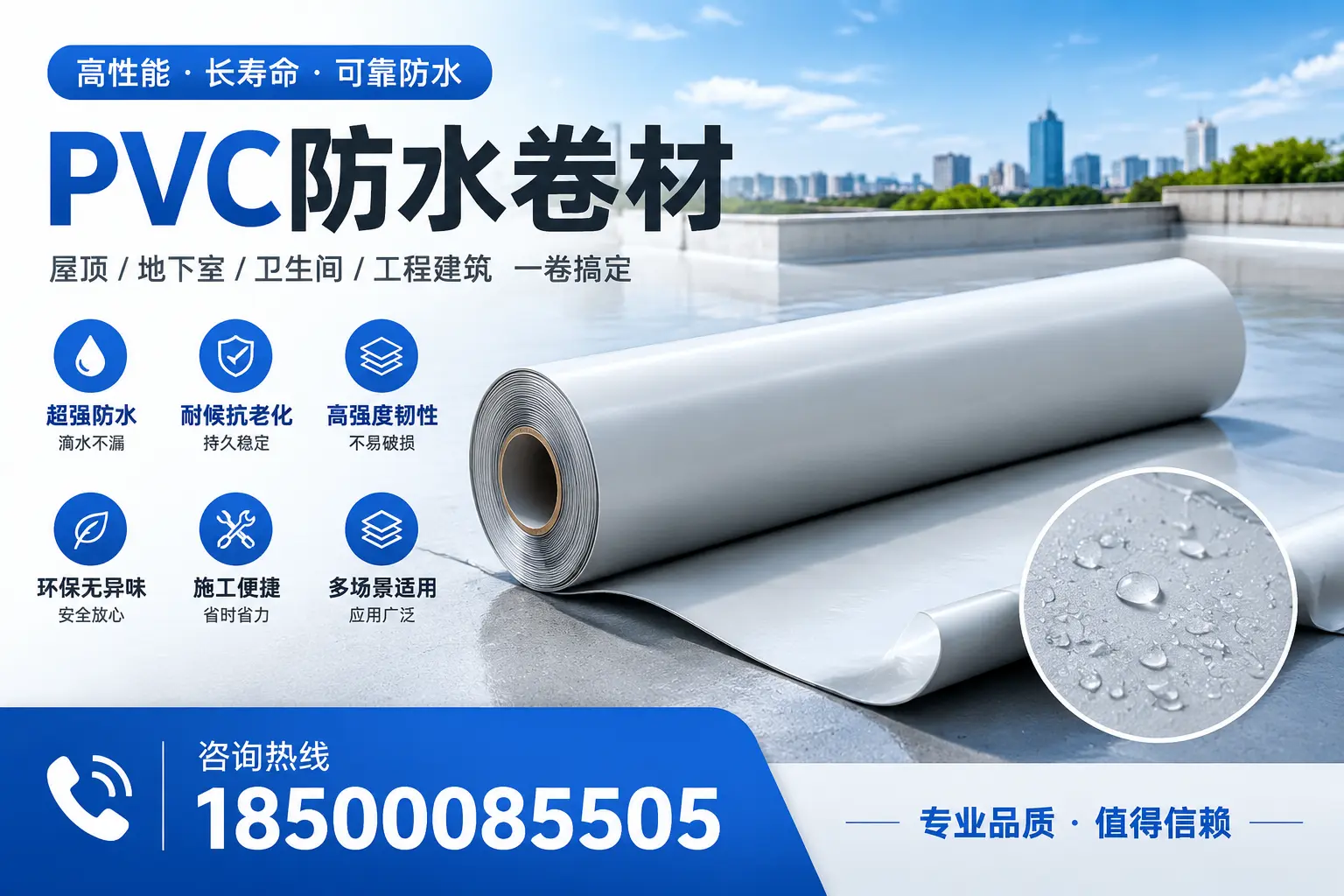 PVC防水卷材的防水效果评测，适合娄底的科学依据